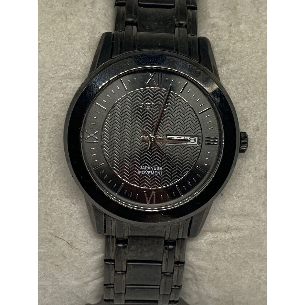 Relic ZR12053 Men's Black Stainless Steel Analog Dial Quartz Wrist Watch Ee216